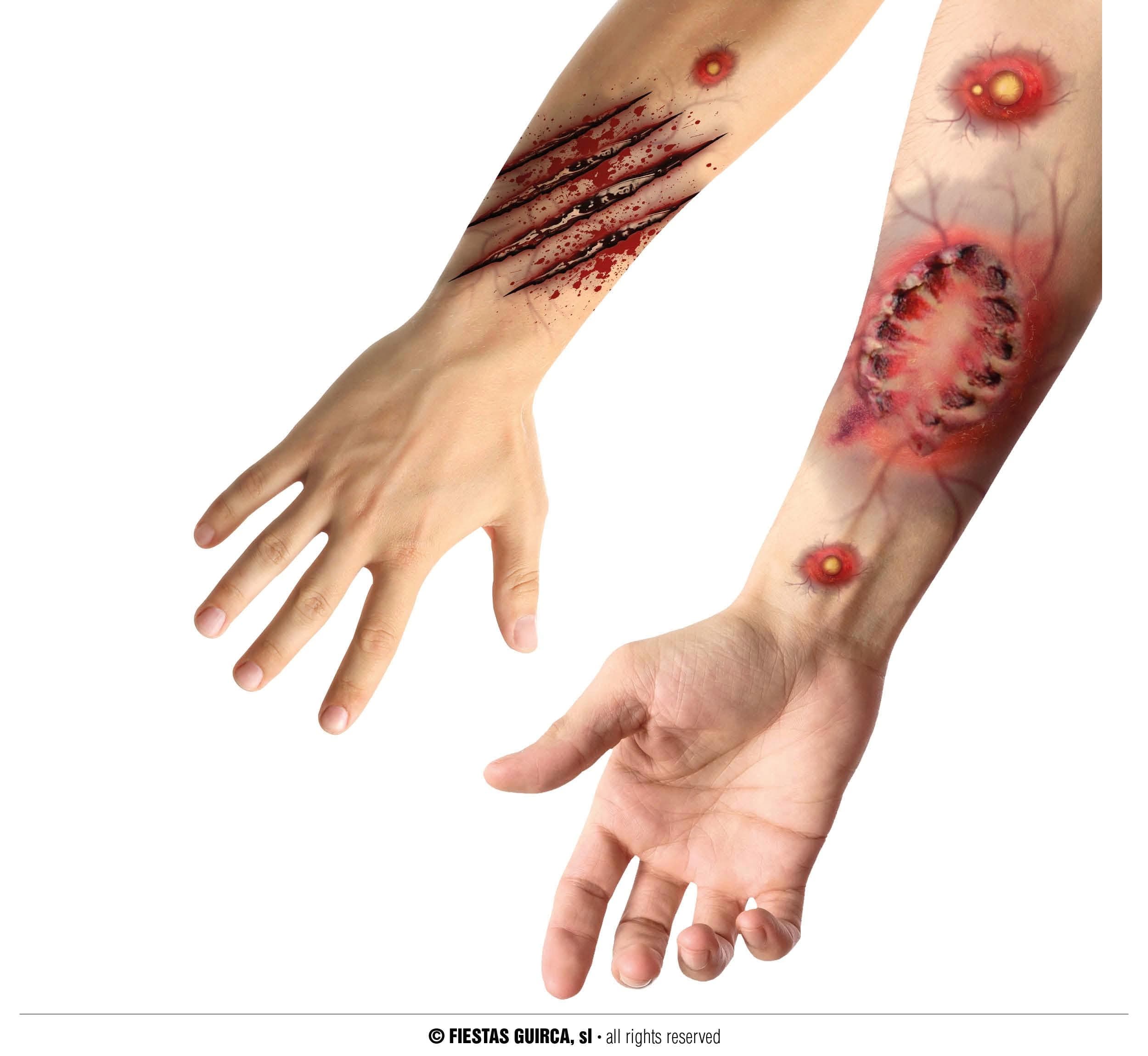 GU tatuajes adhesivos heridas mordisco, 30x14 cms
