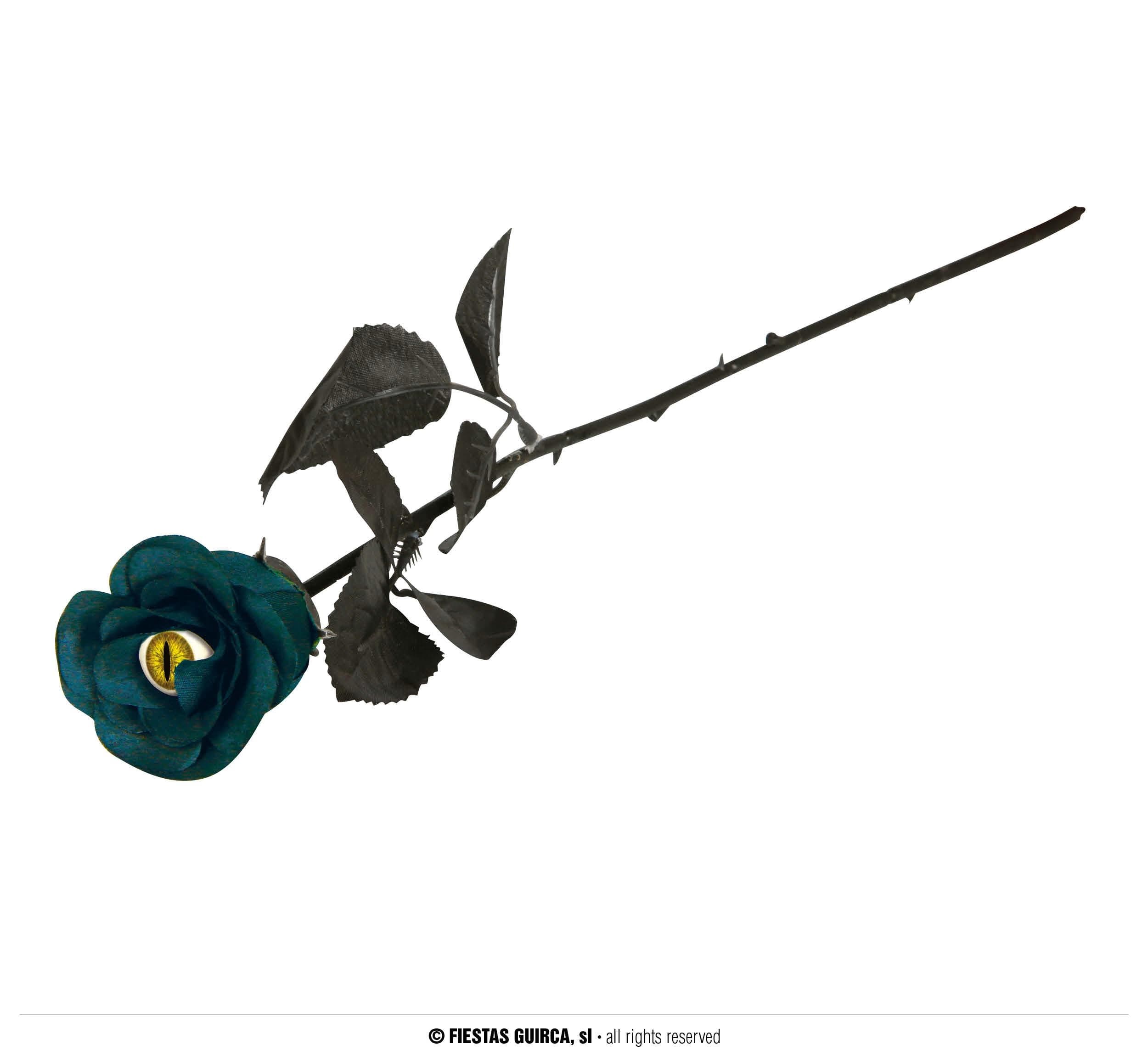GU flor azul y negra con ojo de gato, 42 cms.