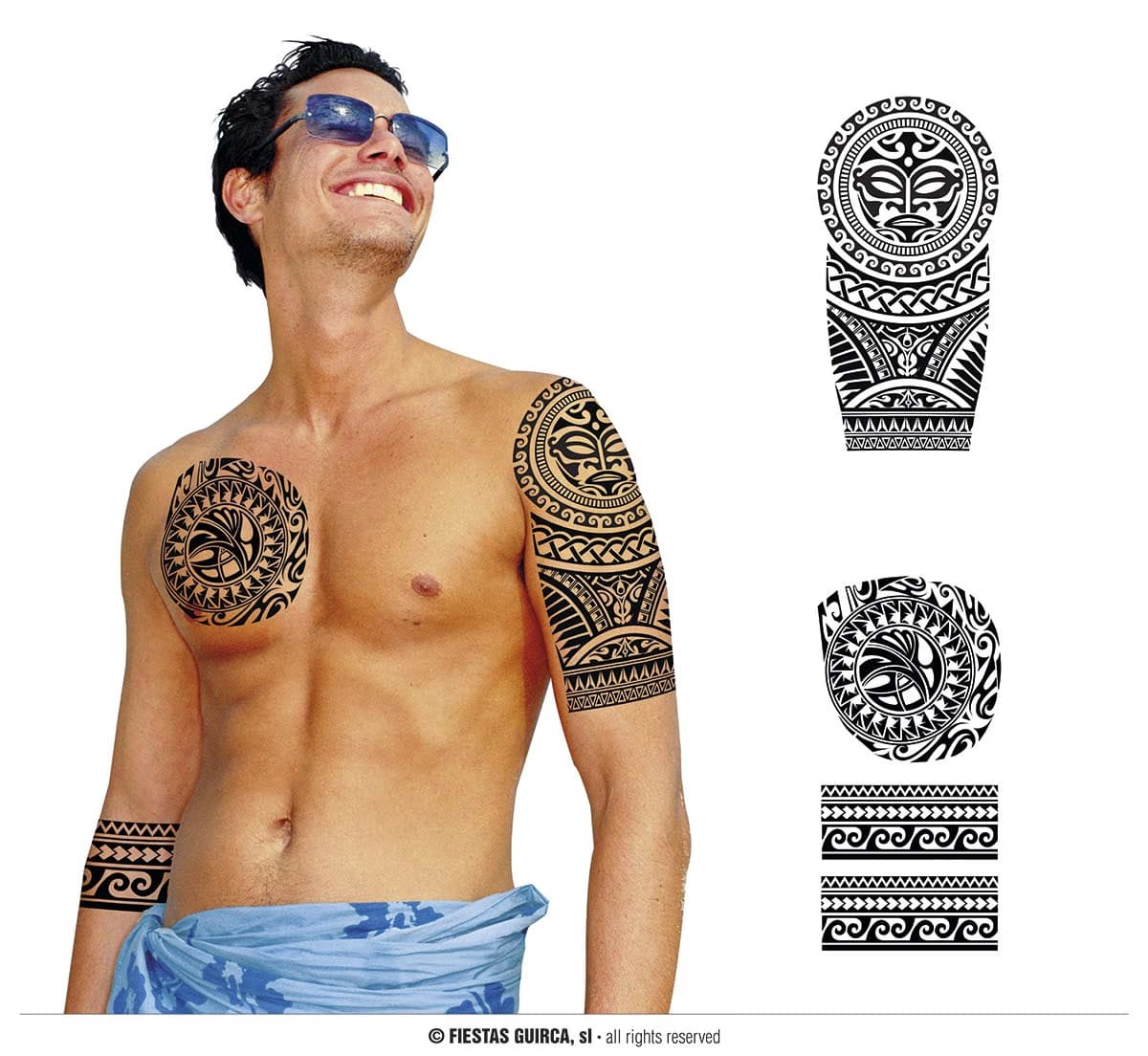 GU tattoos flores negras, 14x30 cms