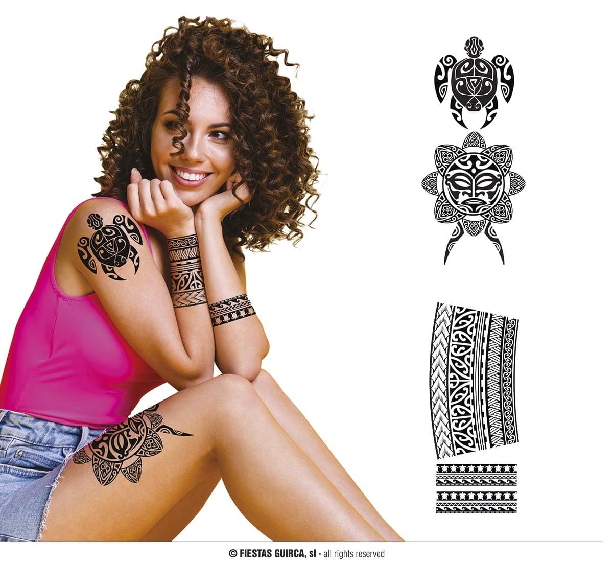 GU tattoos flores negras, 14x30 cms