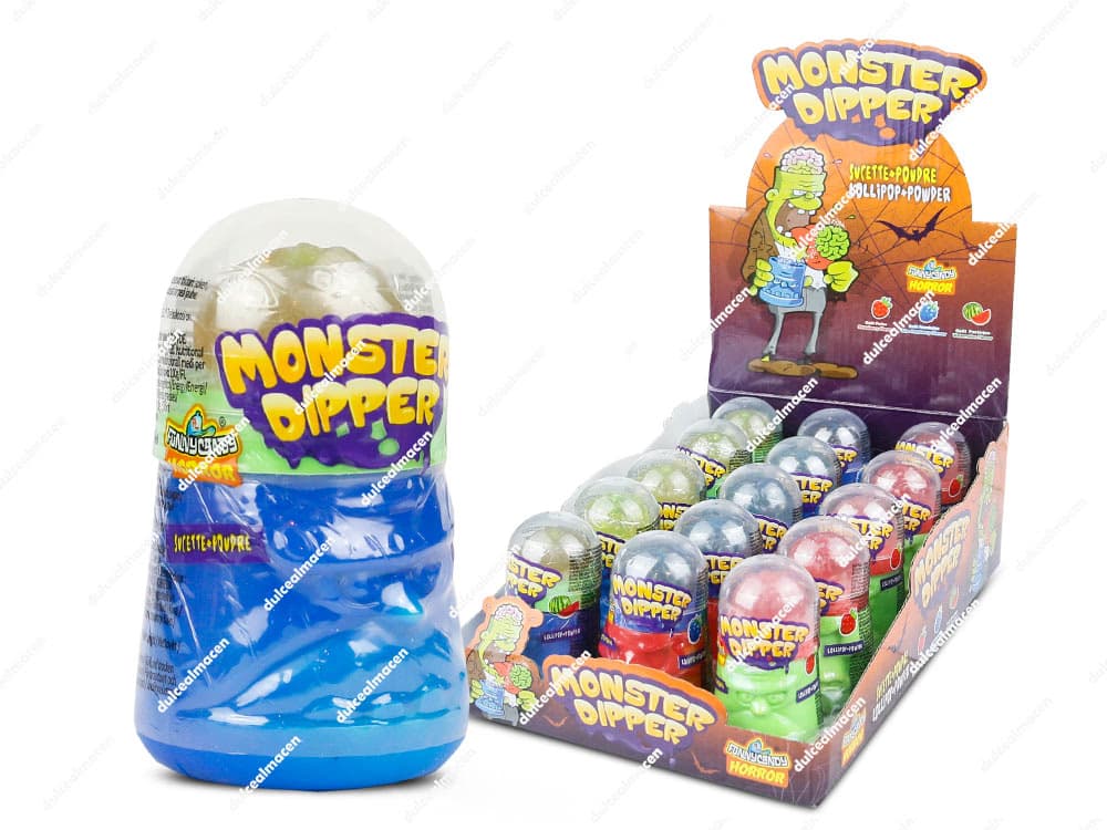 Funny Candy Monster Dipper 15 uds caja expositora de caramelos para mojar en Dulcealmacen