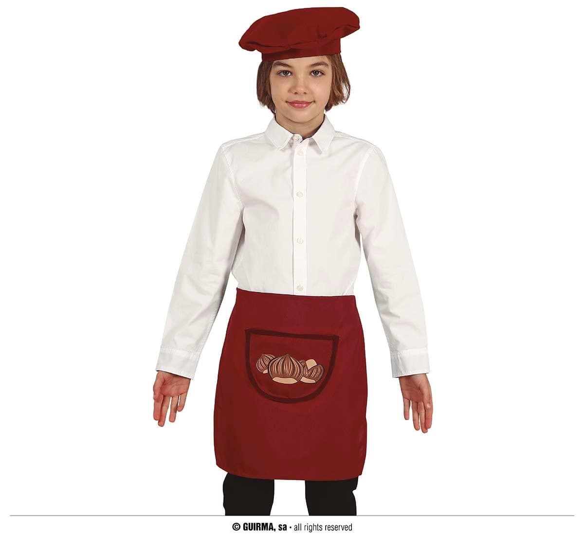 GU boina y delantal marron castañero infantil