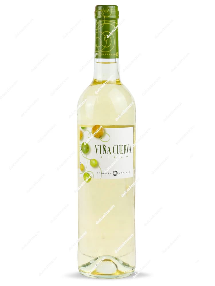 Botella de Vino Blanco Viña Cuerva Airén 75 cl con etiqueta blanca y dorada - Dulcealmacen