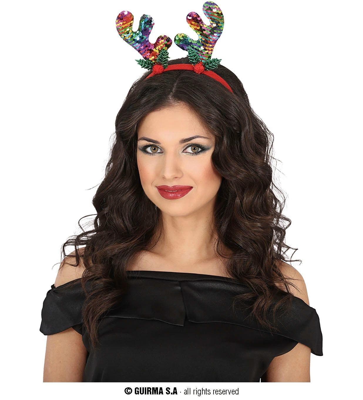 GU diadema reno lentejuelas multicolor