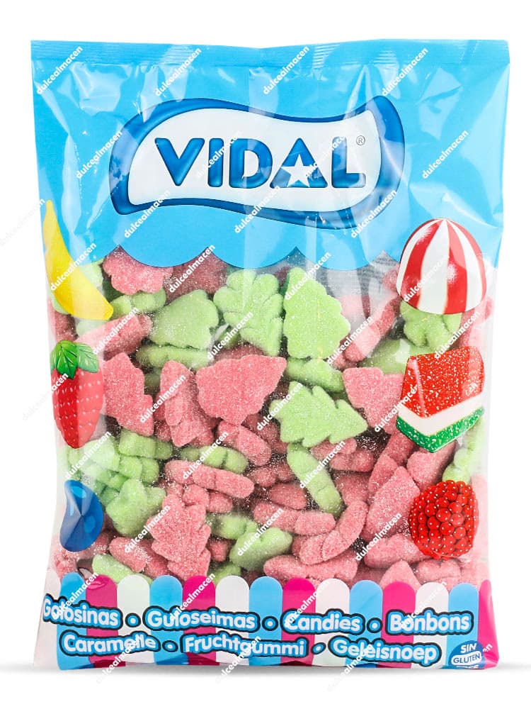 Bolsa de gominolas Vidal Árboles de Navidad de 1 kg con caramelos de goma ácidos con forma de abetos navideños sin gluten de Dulcealmacen