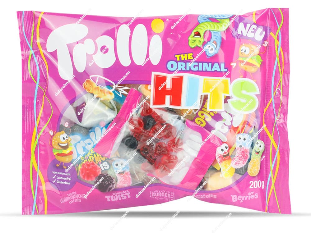 Bolsa de gominolas Trolli Hits 200 gr con surtido de mini bolsitas de caramelos de goma individuales de Dulcealmacen