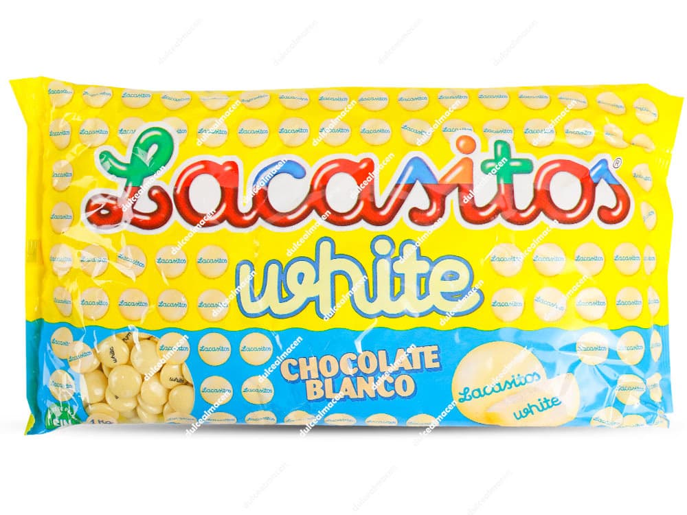 Bolsa de un kilogramo de Lacasa Lacasito White Chocolate Blanco 1kg con grageas redondas de chocolate blanco y colores surtidos - Dulcealmacen