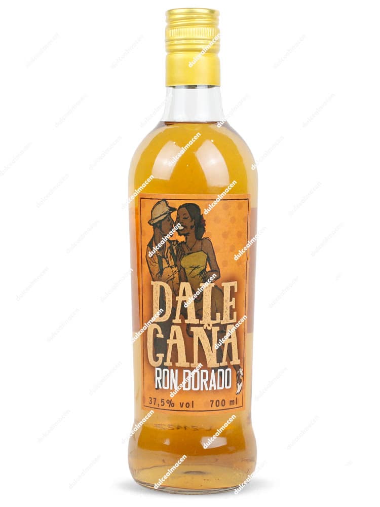 Botella de Ron Dorado Dale Caña 0,70 L con etiqueta dorada e ilustración - Dulcealmacen