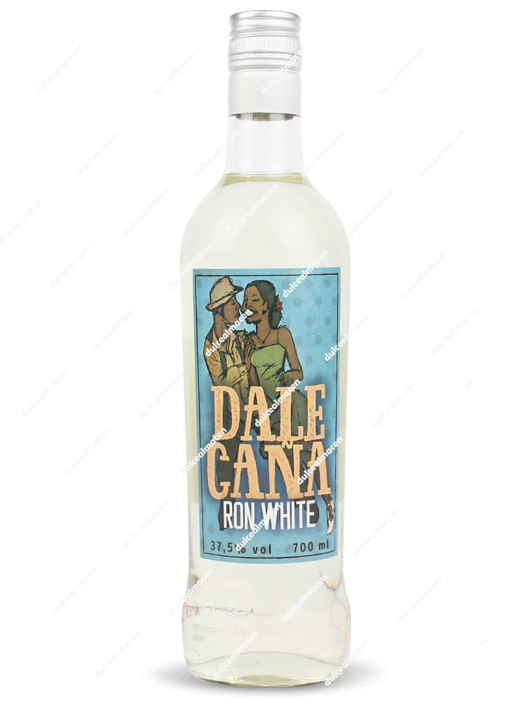 Botella de Ron Blanco Dale Caña 0,70 L con etiqueta azul ilustrada - Dulcealmacen