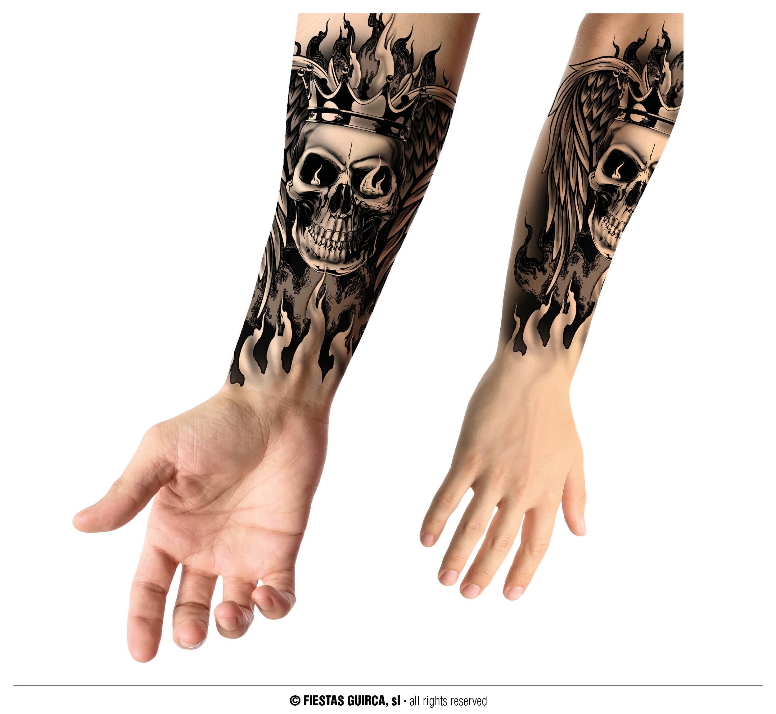 GU tatuaje calavera, 14x30 cms