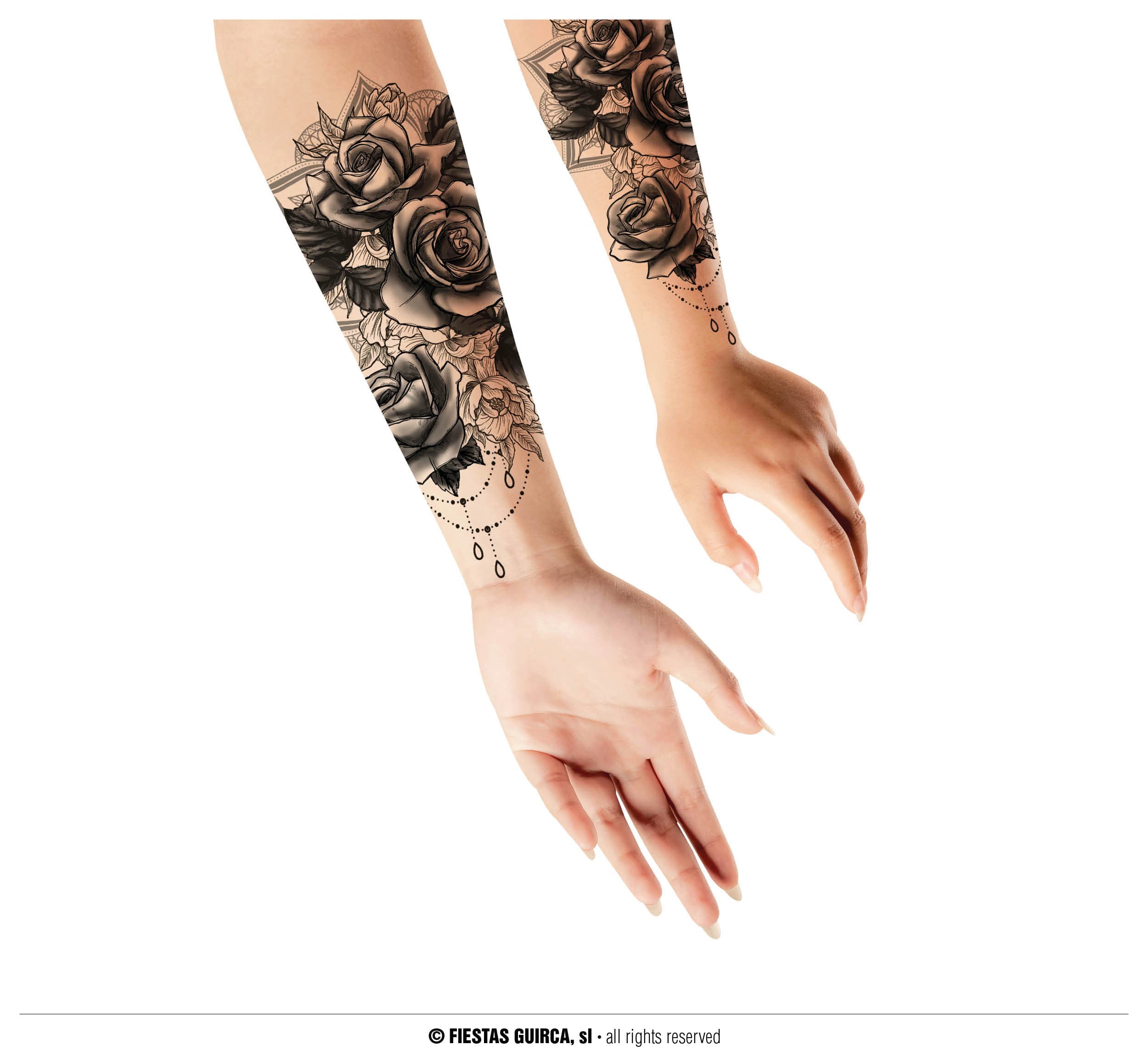 GU tatuaje rosas, 14x30 cms