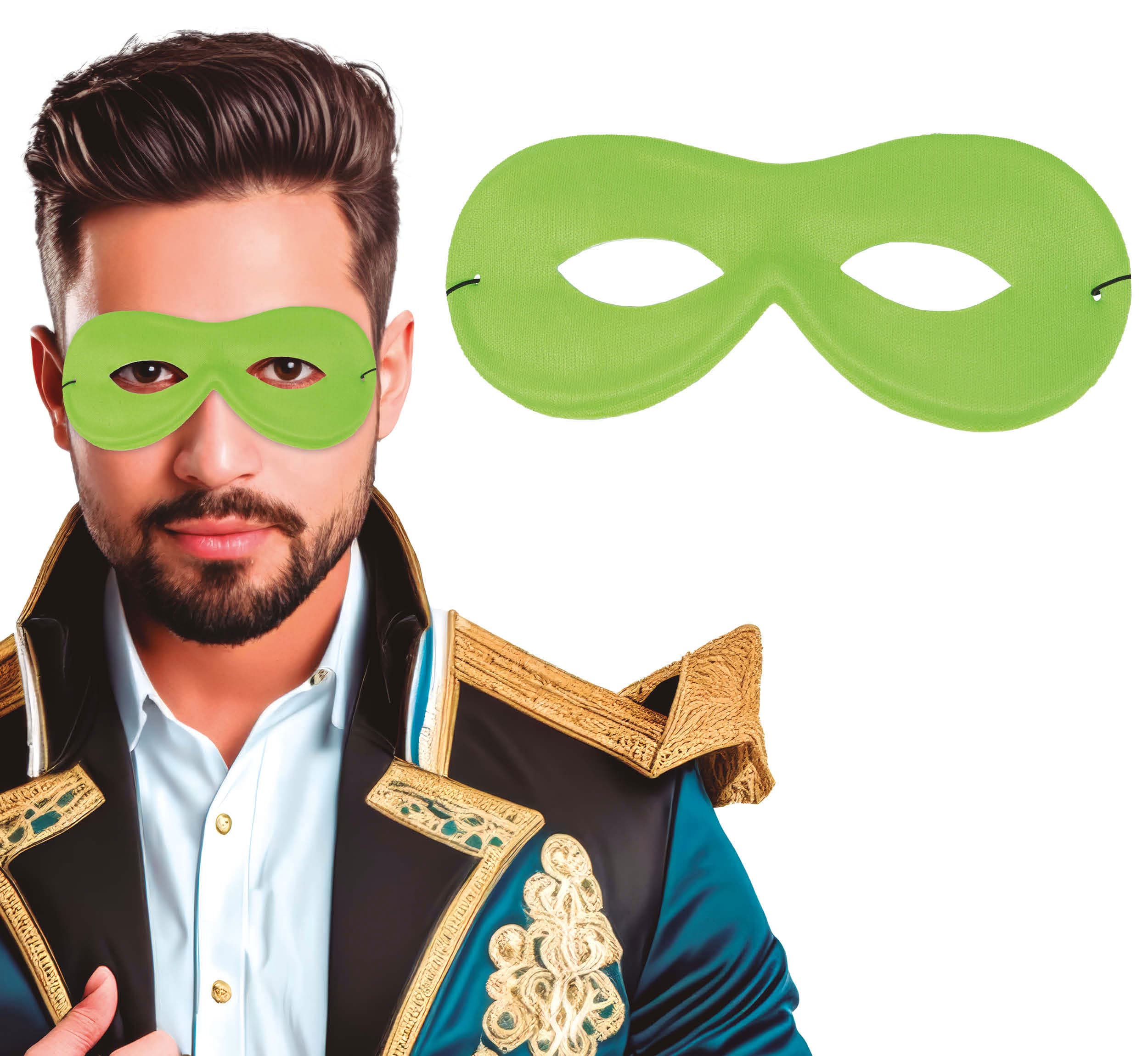 Antifaz Pierrot Seda Verde Extra Guirca en Dulcealmacen