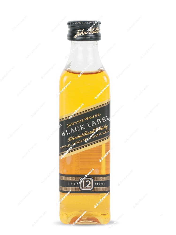 Botellita de miniatura Mini Johnnie Walker Black Label Whisky 50 ml etiqueta negra - Dulcealmacen