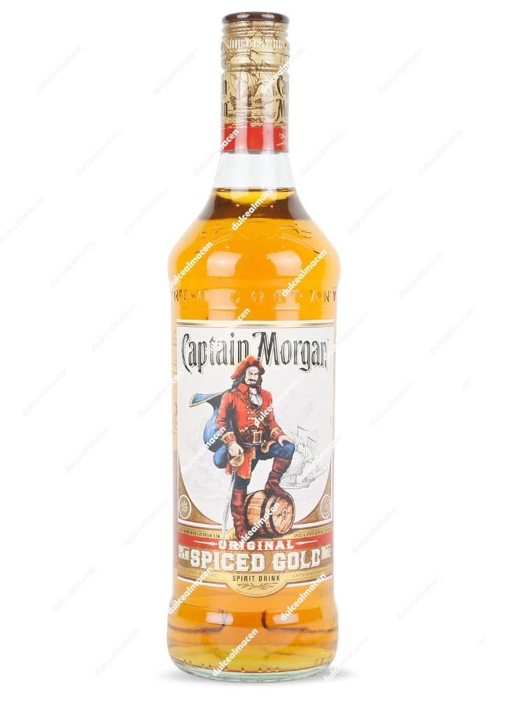 Botella de Ron Captain Morgan Spiced Gold 0,70L con etiqueta icónica del Capitán - Dulcealmacen