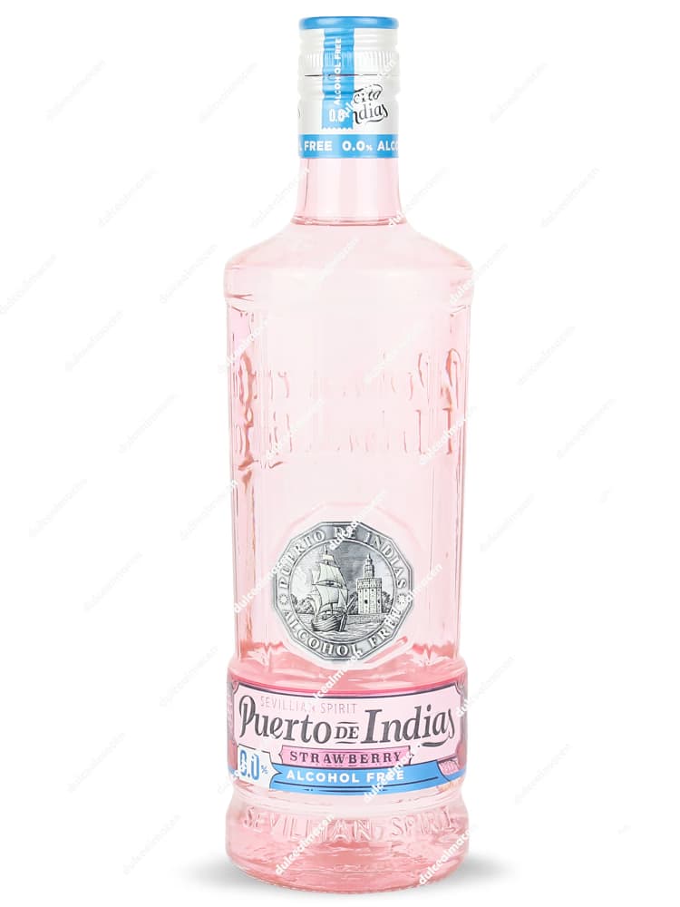 Botella de Puerto de Indias Strawberry Fresa 0,0% alcohol 0,70 L - Dulcealmacen