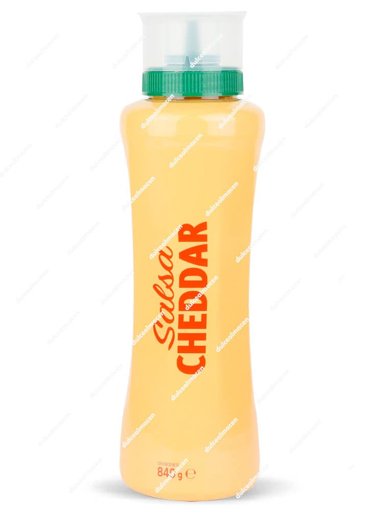 Botella ergonómica de 840 g de Salsa Cheddar Choví, salsa cremosa de queso para aderezar platos de comida rápida - Dulcealmacen