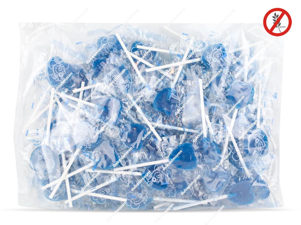 Cerdan piruleta pintalengua bolsa 100 ud caramelos azules con palo en Dulcealmacen