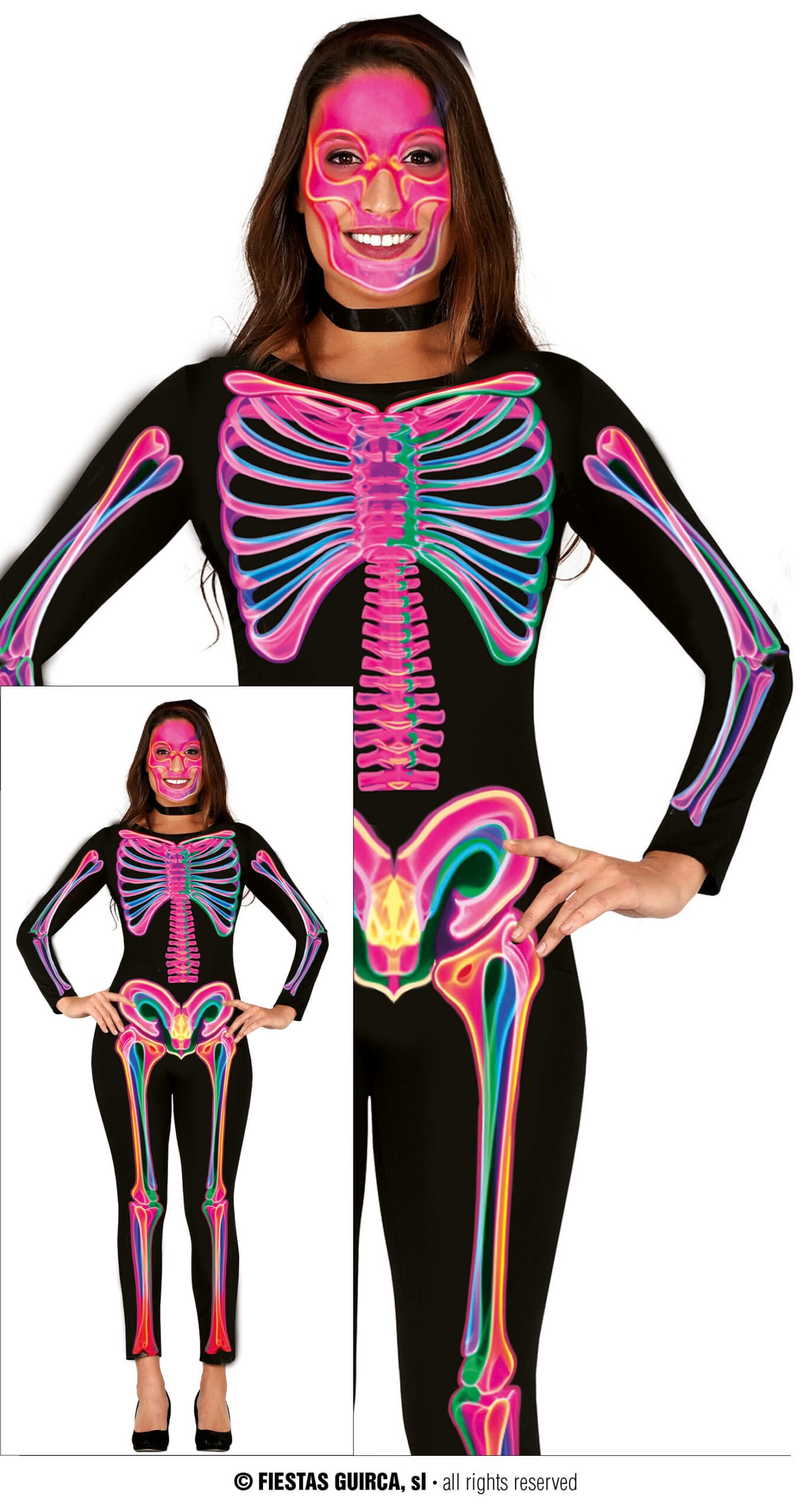 GU neon skeleton, adulta, 38 - 40 (m)