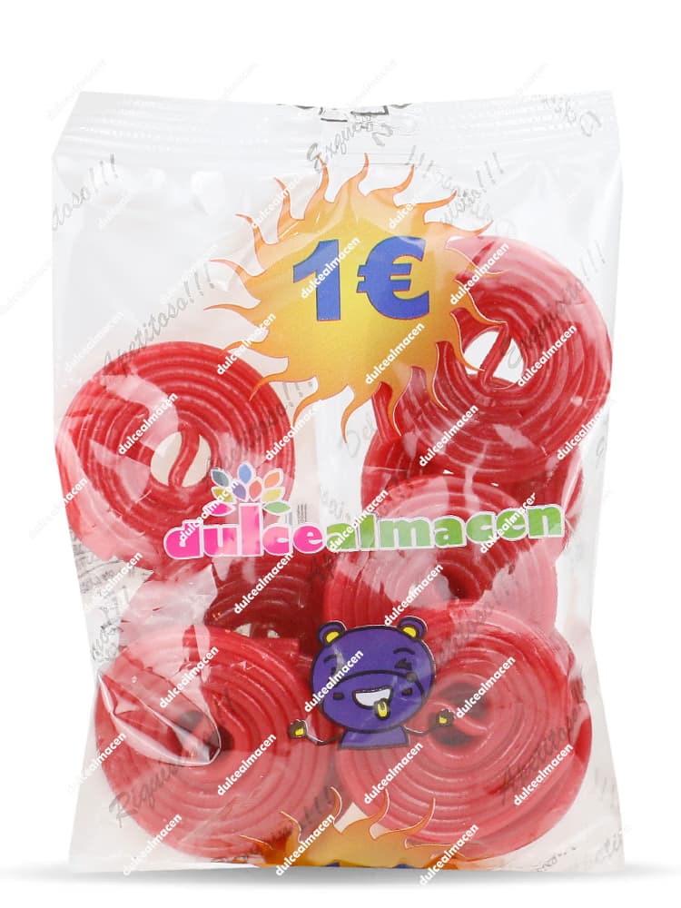 Disco rojo Dulcealmacen pvp 1 eur bolsa de espirales de regaliz rojo en Dulcealmacen