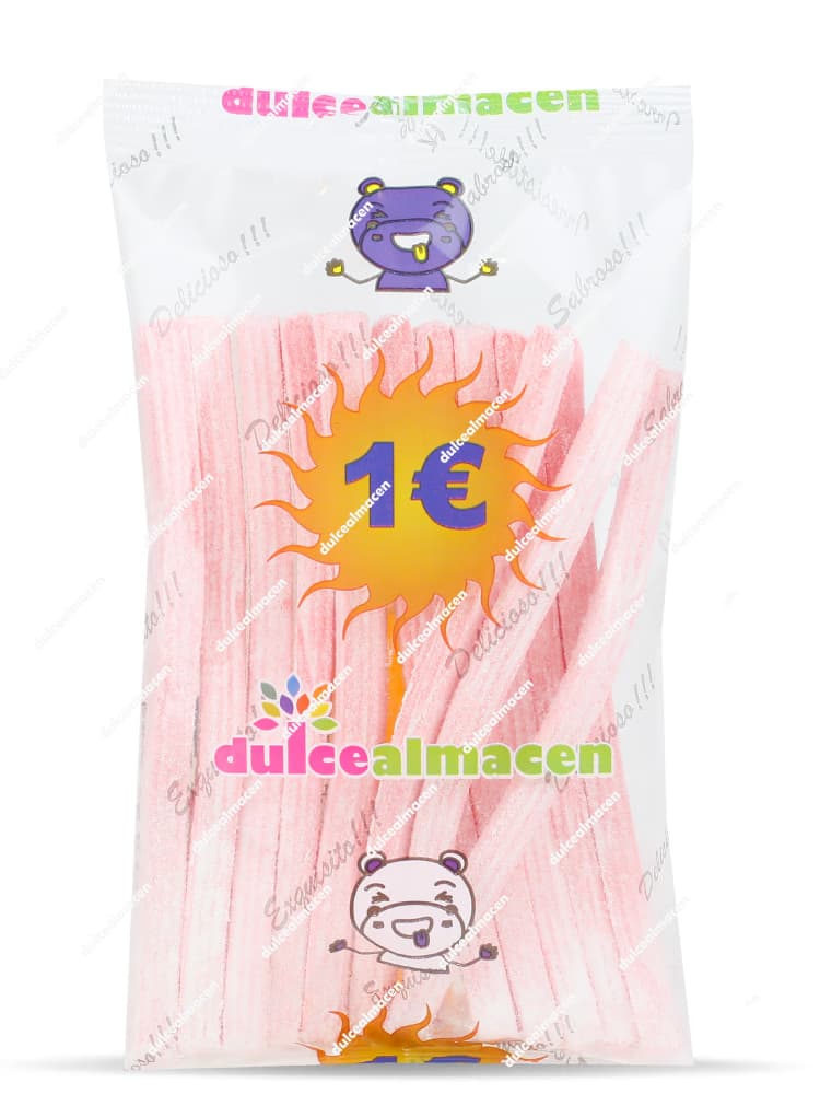 Líneas fresa Dulcealmacen pvp 1 eur bolsa de regalices rosados en Dulcealmacen