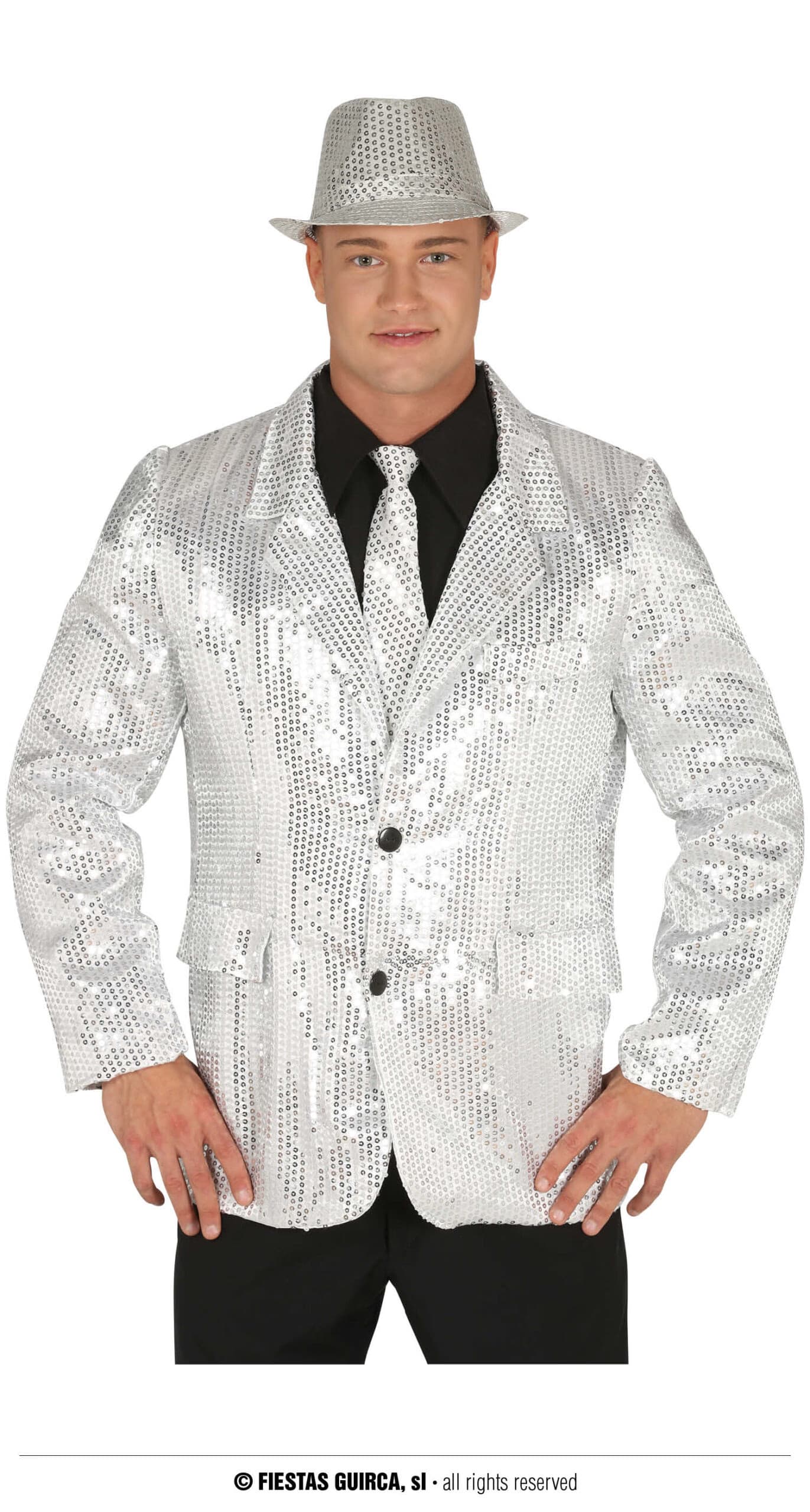 GU chaqueta lentejuelas plata, adulto, 46   48 (s)