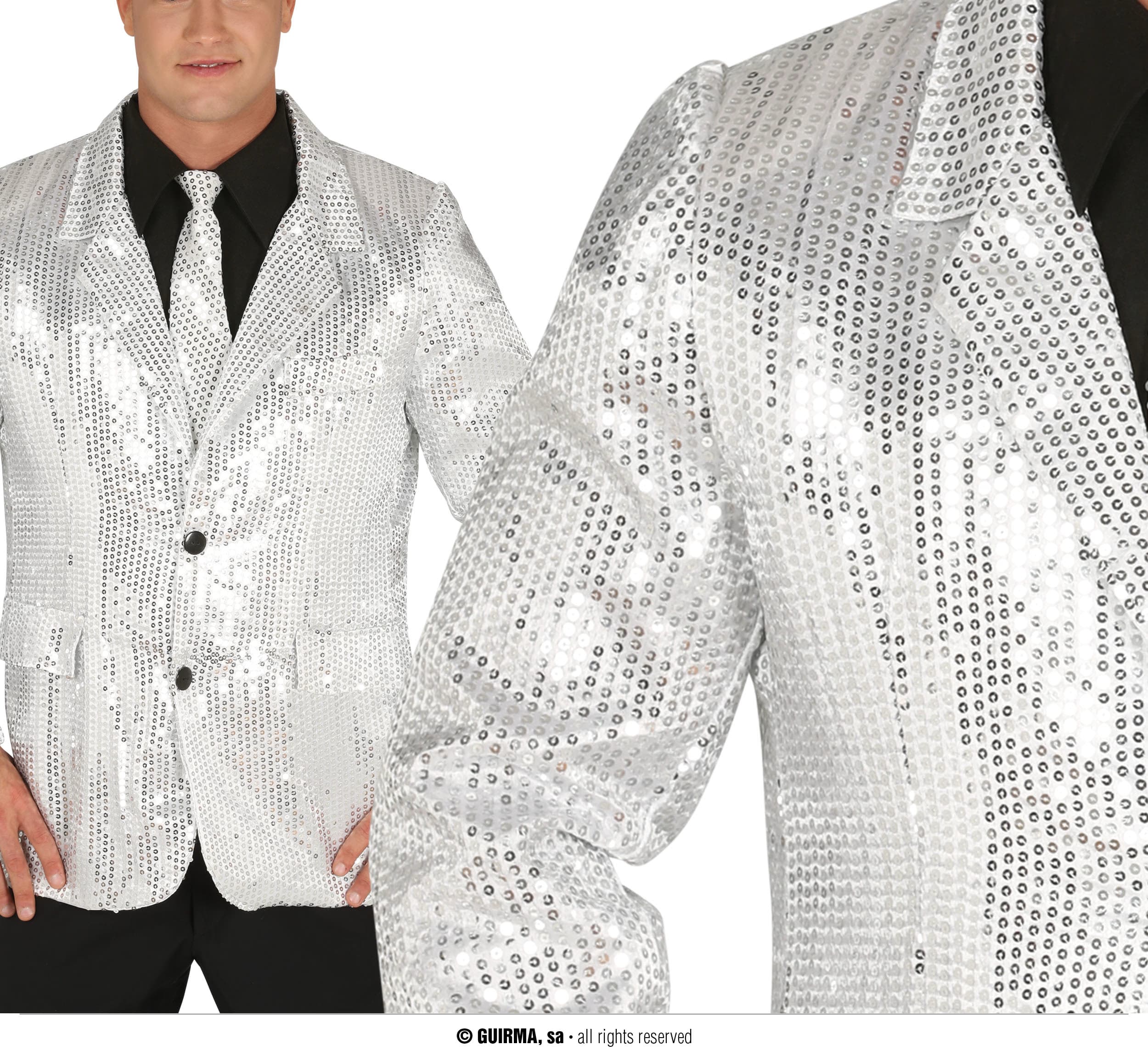 GU chaqueta lentejuelas plata, adulto, 52   54 (l)