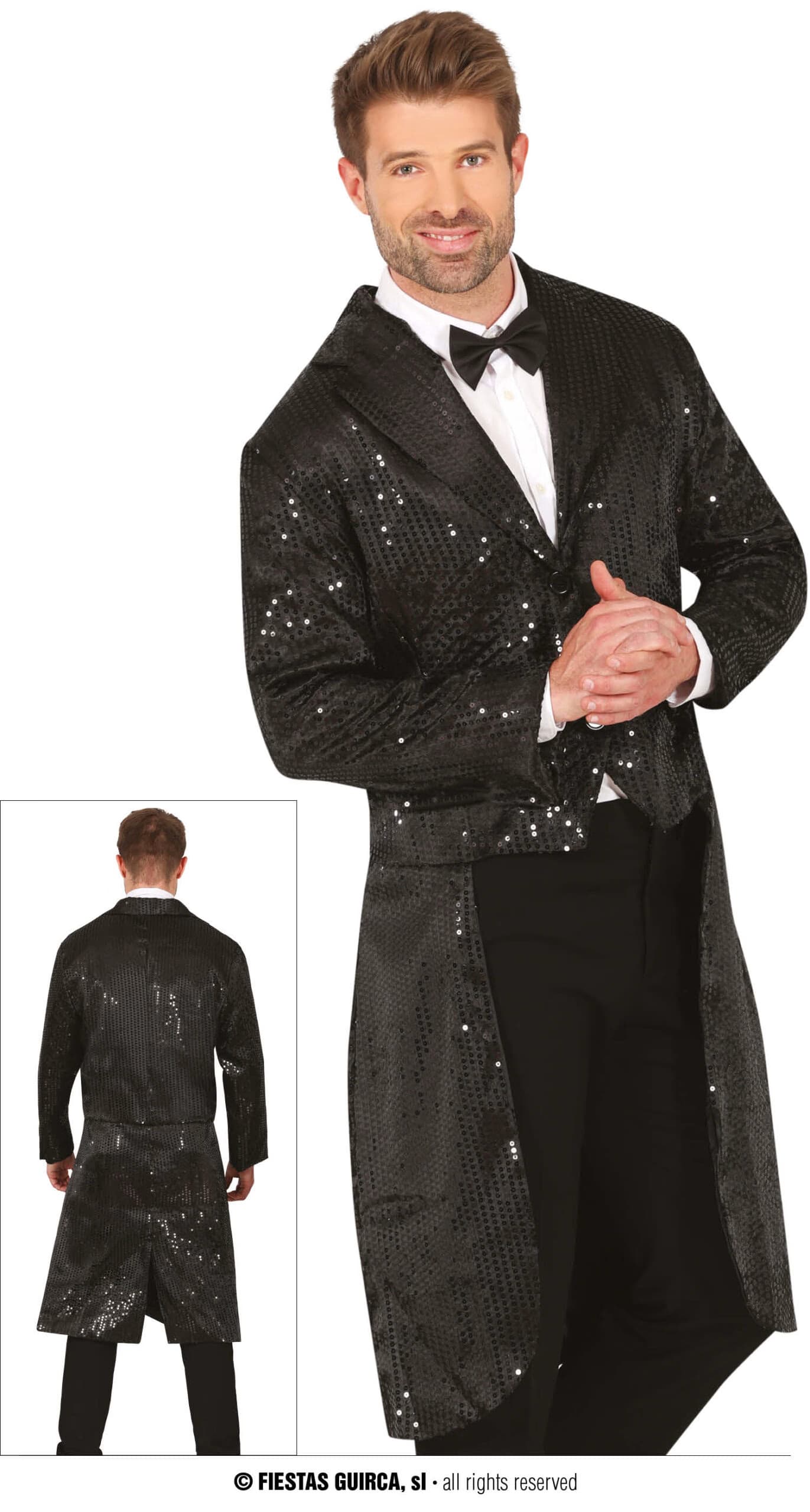 GU frac lentejuelas negro, adulto, 48   50 (m)