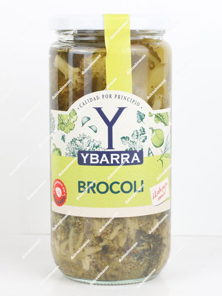 Tarro de cristal de 720ml de Brócoli Ybarra al natural, producto listo para comer elaborado en Navarra - Dulcealmacen