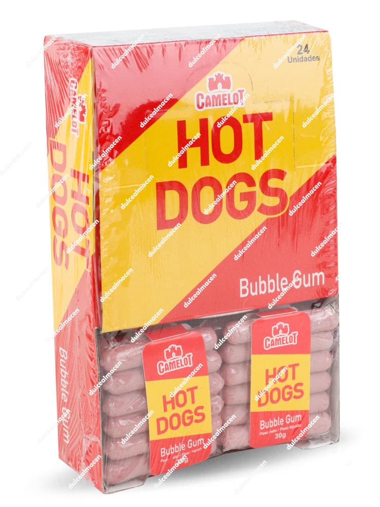 Camelot Hot Dogs Chicle 24 uds caja de chicles con forma de perrito caliente en Dulcealmacen