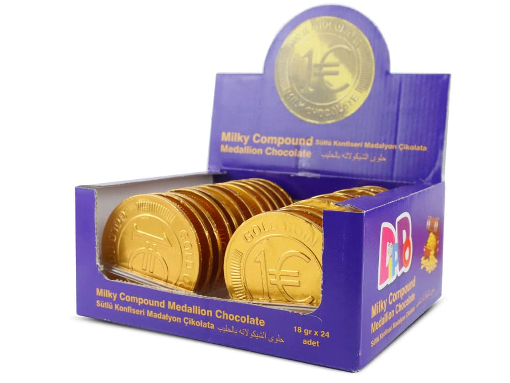 Dippo Maxi Monedas caja de 24 unidades monedas de chocolate en Dulcealmacen
