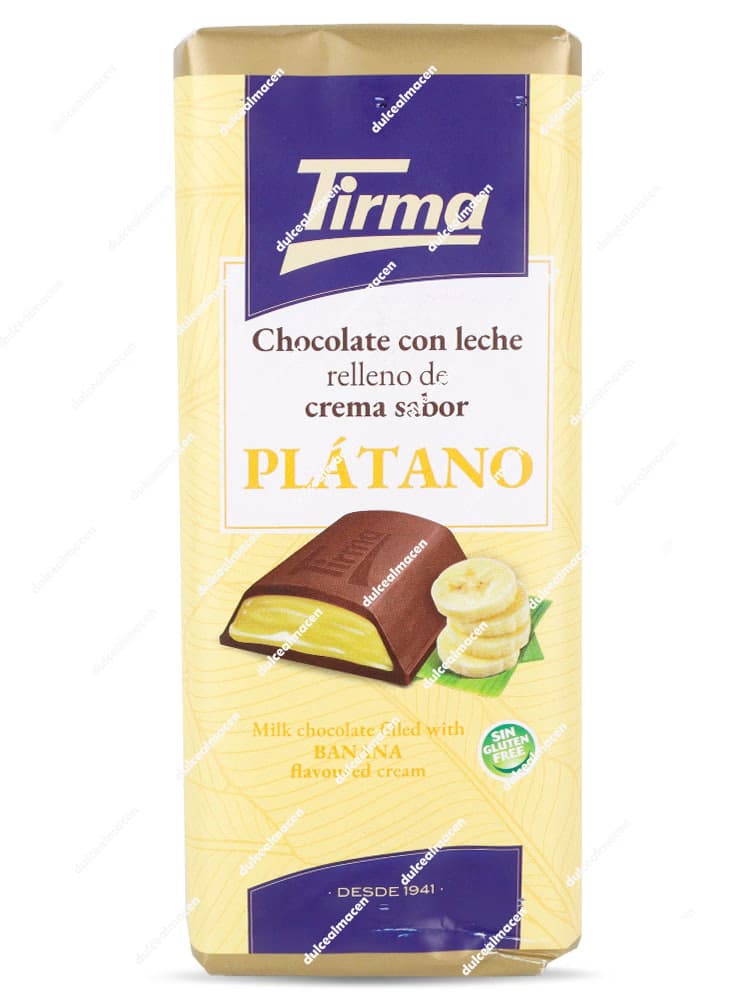 Tableta de chocolate Tirma rellena de crema de plátano 110g en Dulcealmacen