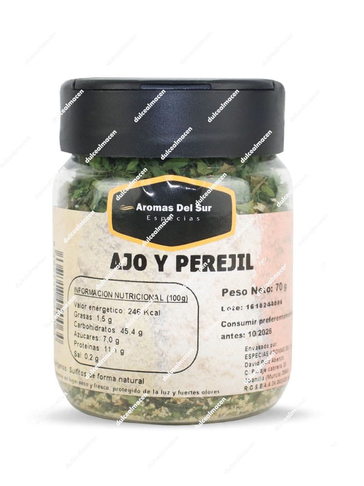 Tarro de Aromas Ajo y Perejil 70gr en Dulcealmacen