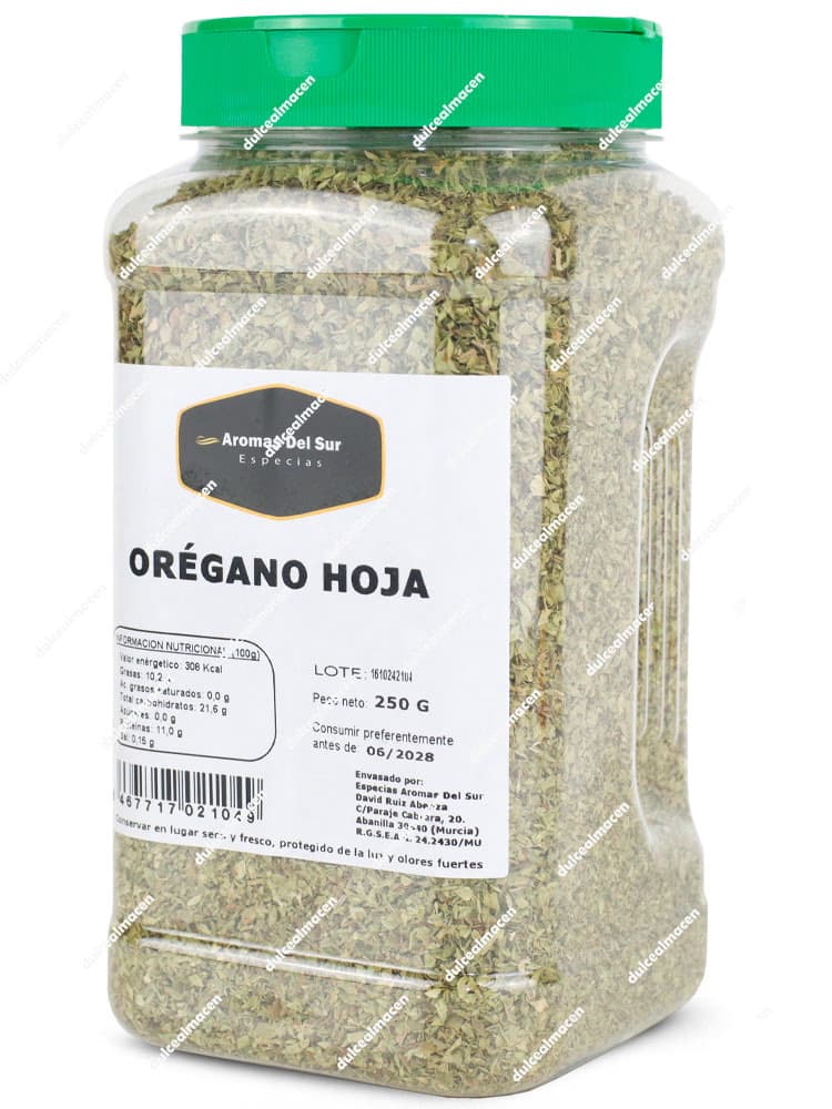 Bote de Aromas Orégano Hoja 250 gr en Dulcealmacen