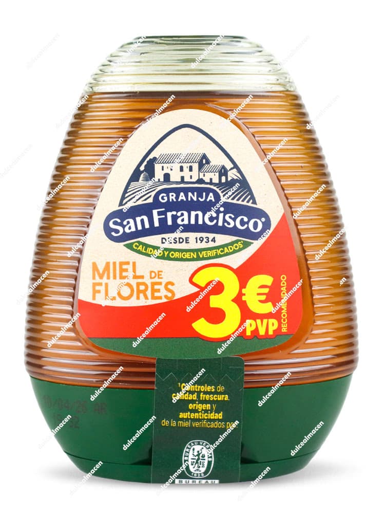 Bote de Miel de Flores Granja San Francisco 350g en Dulcealmacen