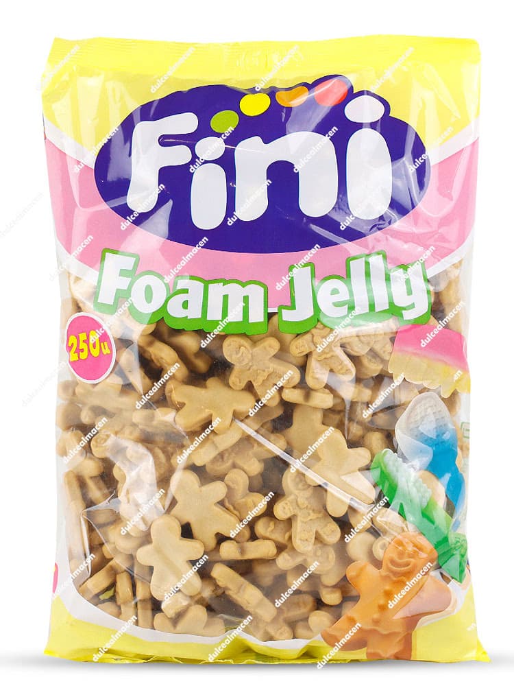 Bolsa de 250 unidades de gominolas Fini Foam sabor Galleta de Jengibre, piezas de espuma marrón claro con forma de hombre de jengibre - Dulcealmacen