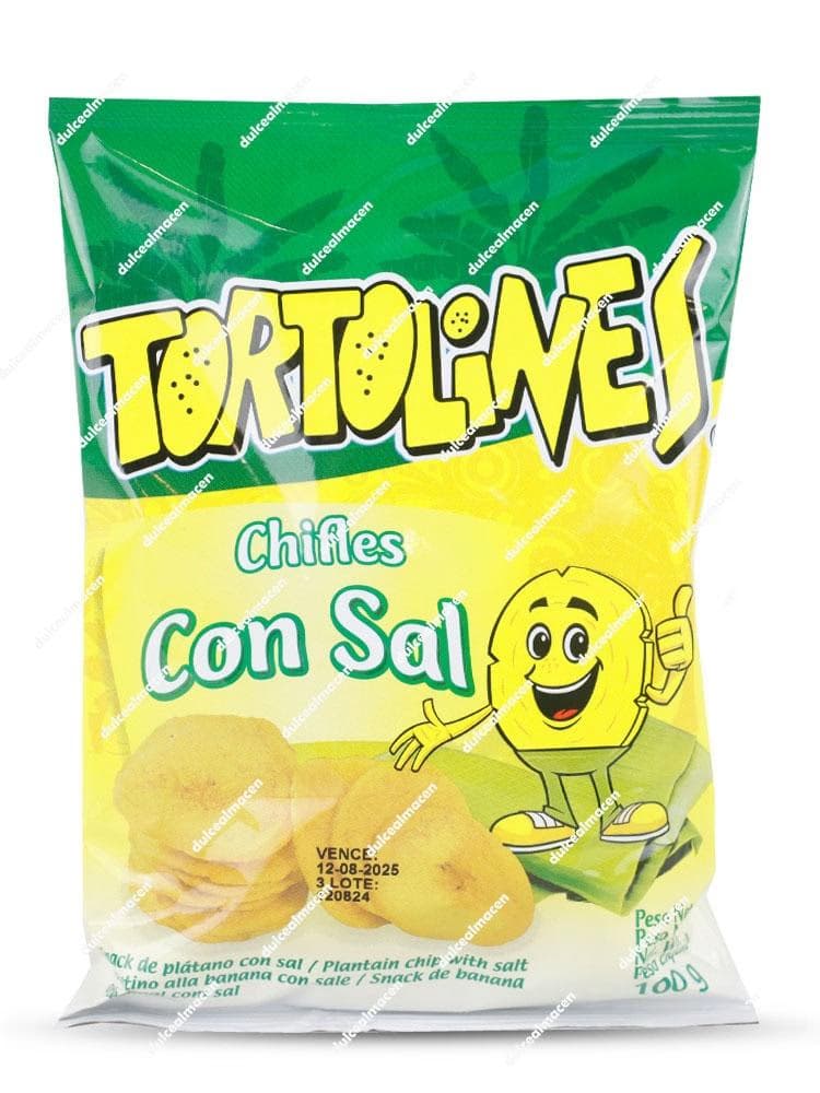 Bolsa de 100g de Tortolines Chifles con Sal, snacks crujientes de plátano macho natural - Dulcealmacen