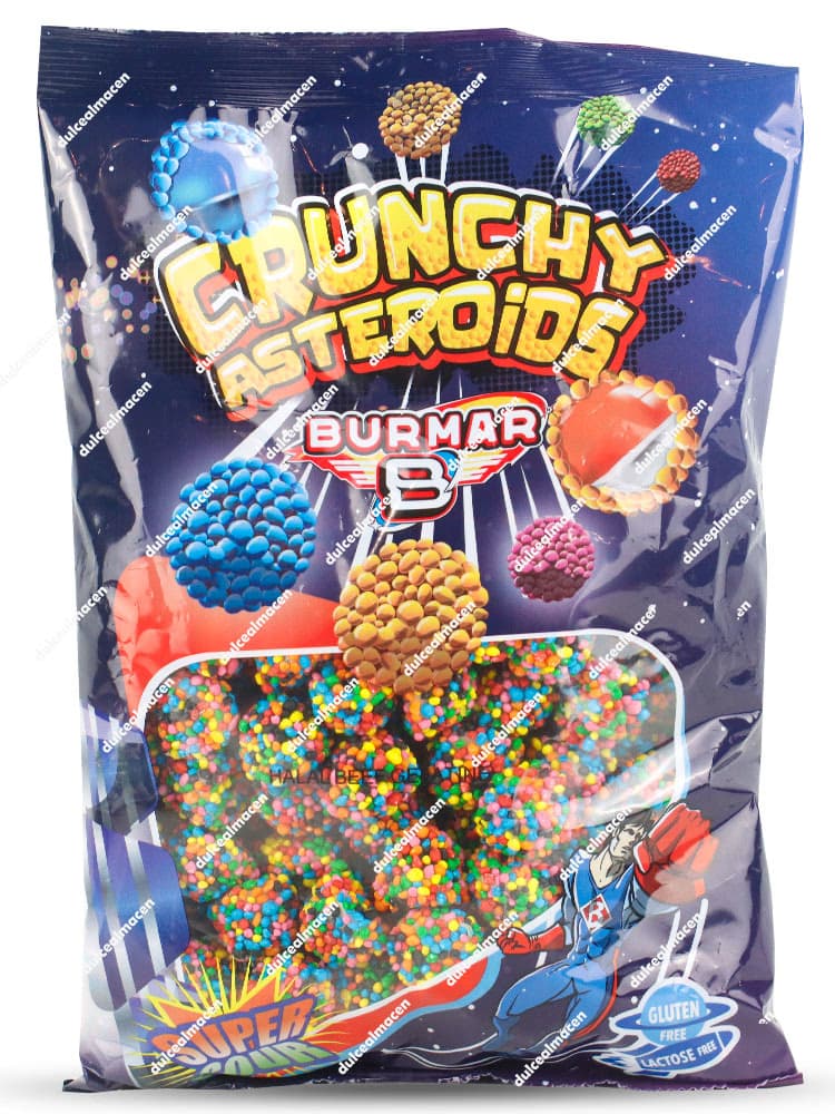 Bolsa de 1kg de gominolas Burmar Moras Crunchy Asteroids ácidas sin gluten en Dulcealmacen