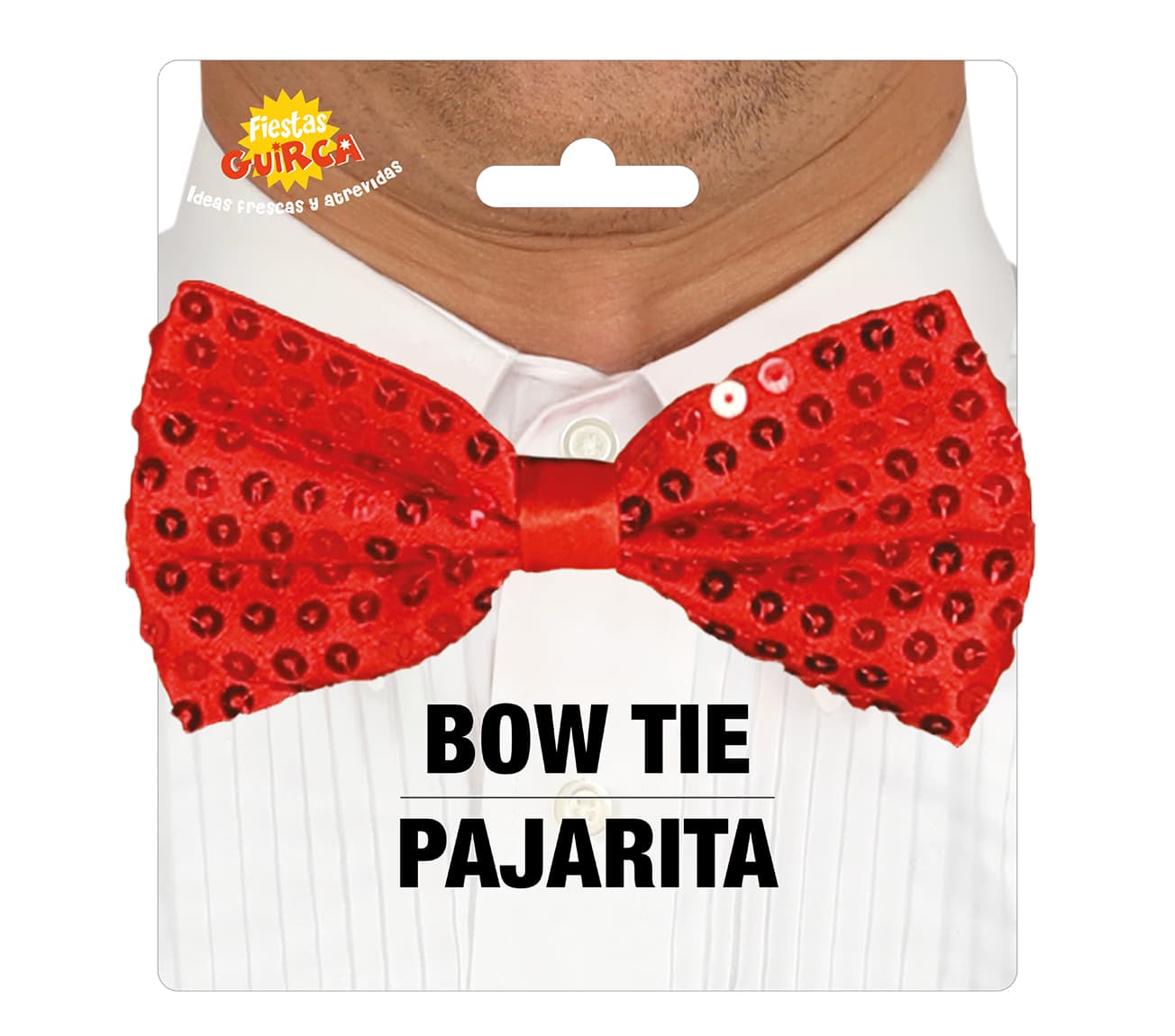 GU pajarita lentejuelas roja 12 cms.