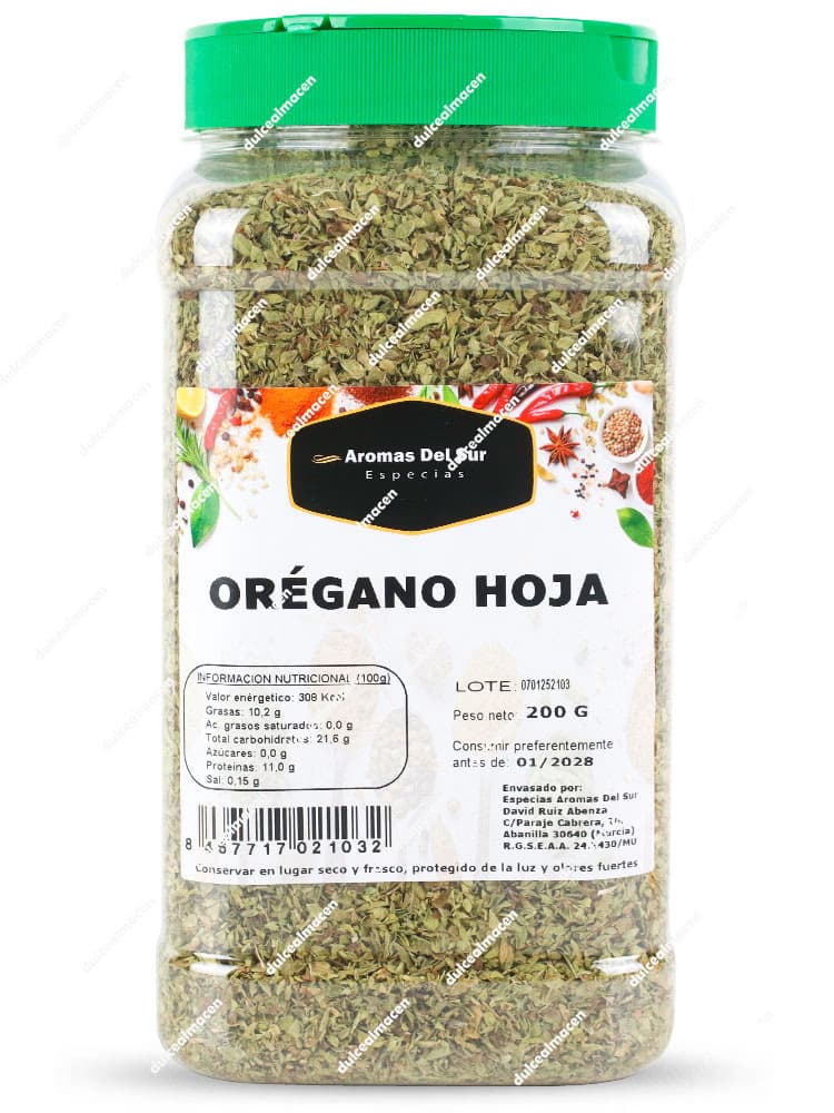Tarro de Aromas del Sur Orégano Hoja 200g Dulcealmacen