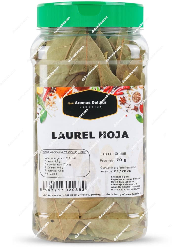 Tarro de Aromas del Sur Laurel Hoja 70g Dulcealmacen