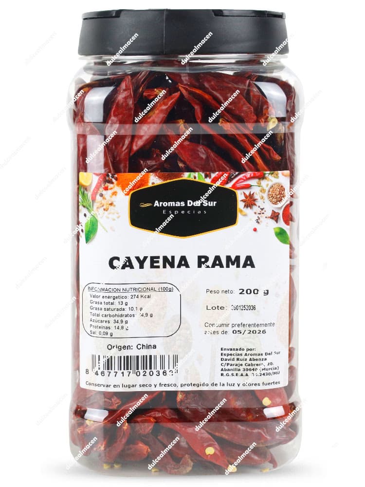 Tarro de Aromas del Sur Cayena Rama 200g Dulcealmacen
