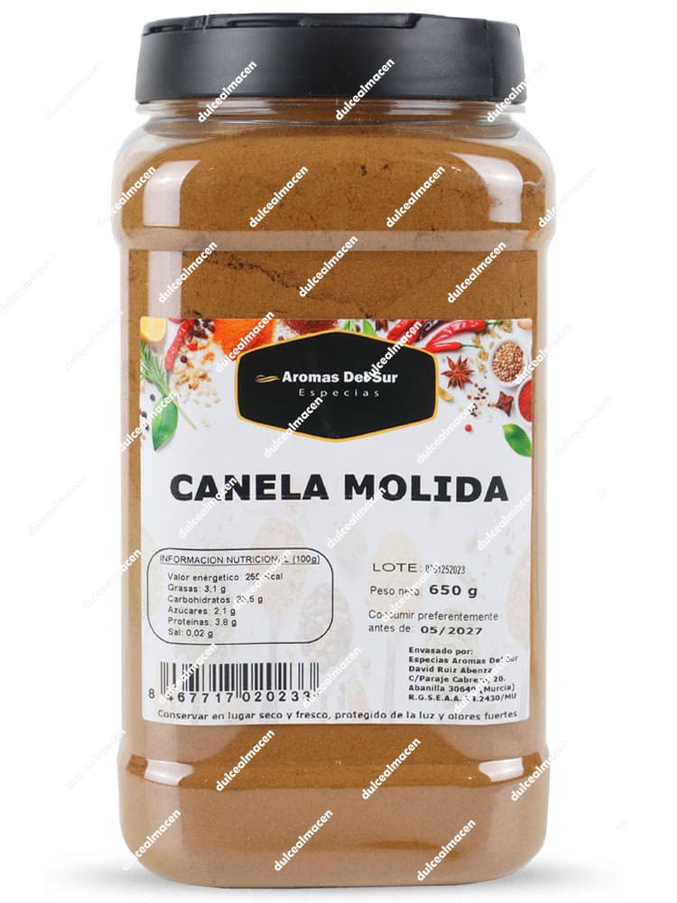 Bote de Aromas del Sur Canela Molida 650g Dulcealmacen
