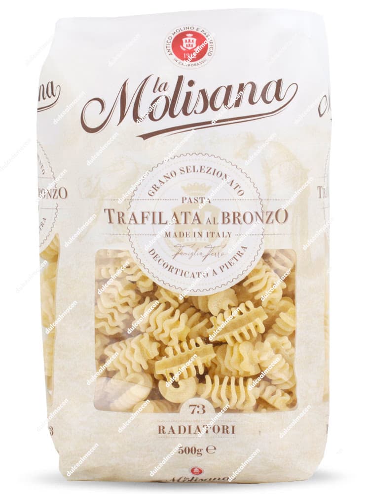Paquete de pasta italiana La Molisana Radiatori 500g Dulcealmacen