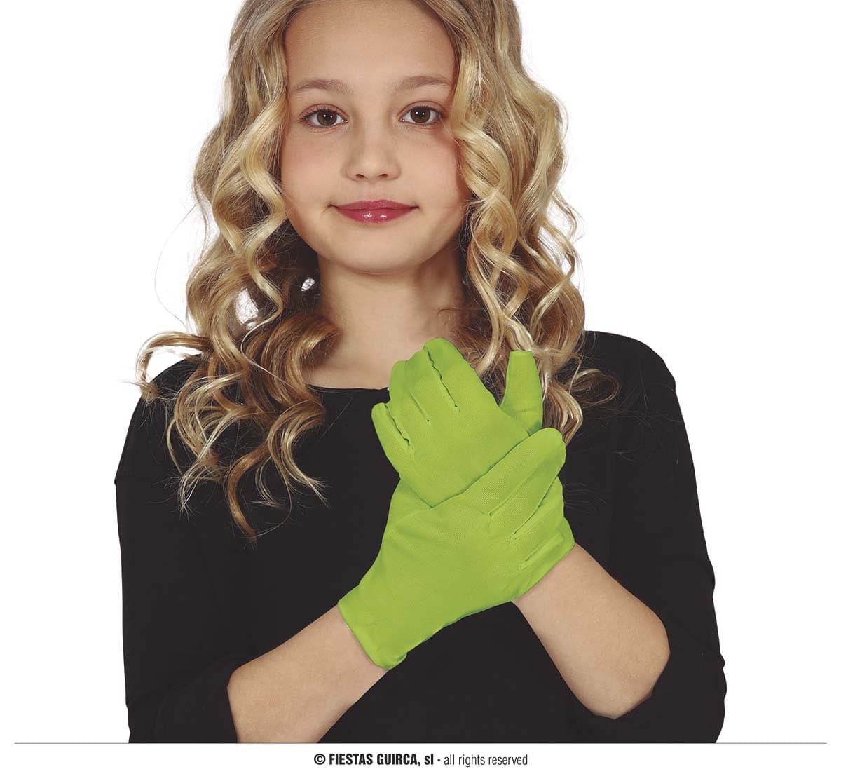 GU guantes verde lima  infantiles 17 cm