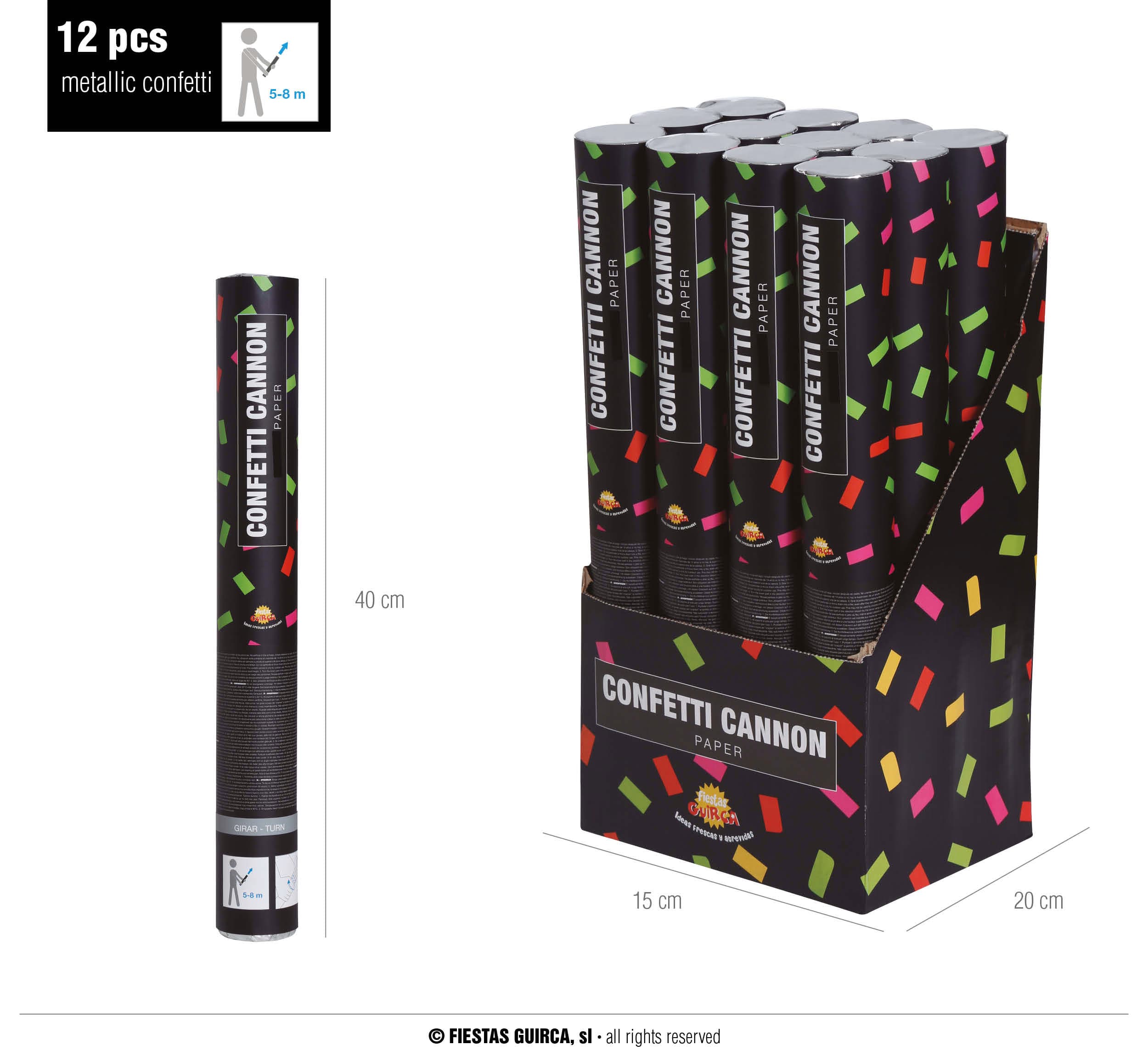 GUI cañon confetti multicolor papel 40 cms