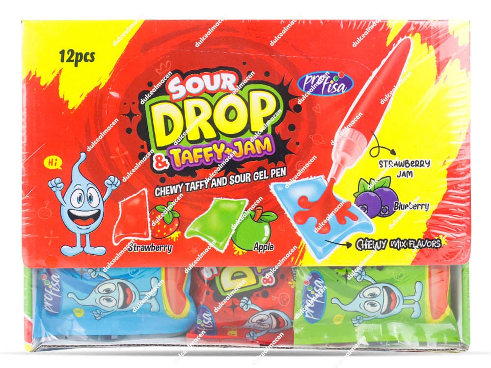 Sour Drop Taffy+Jam con Caramelo Líquido (12 uds)