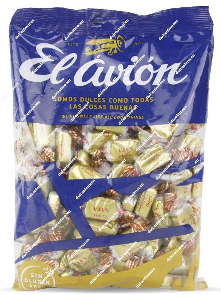 Bolsa de caramelos toffe de nata envueltos individualmente El Avión caramelo toffe nata 500gr de Dulcealmacen