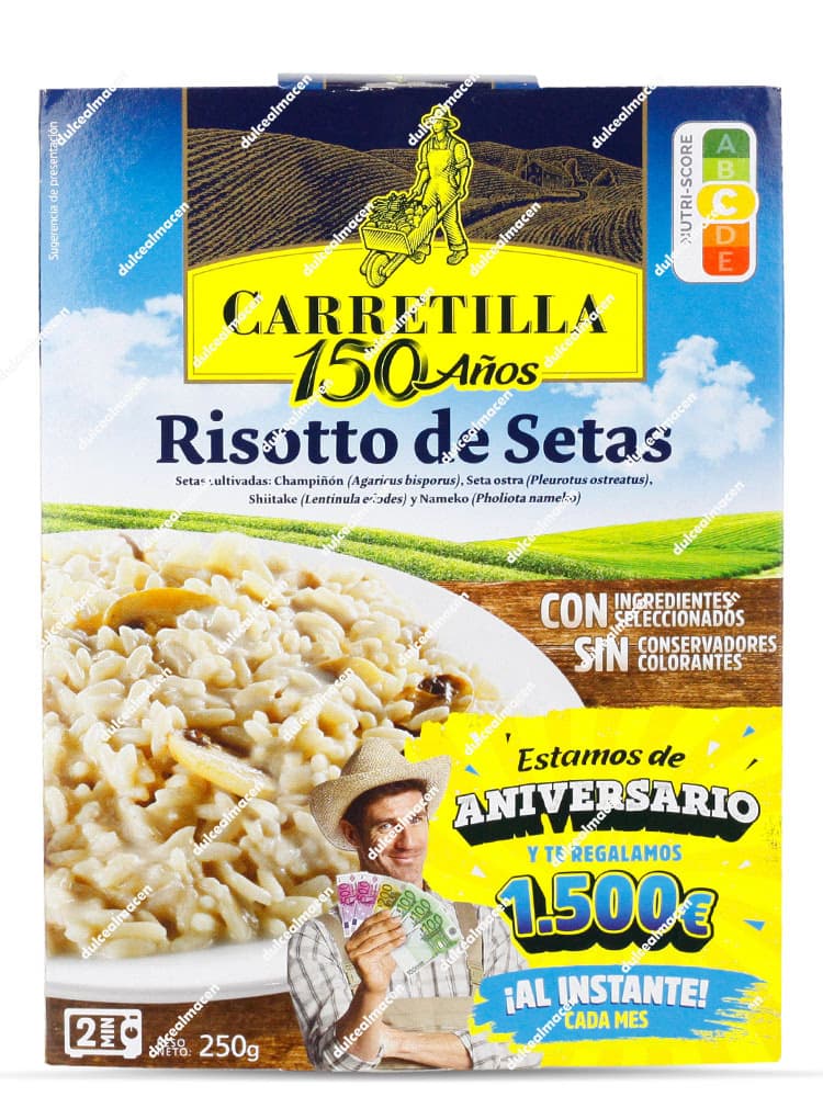 Envase de Risotto de Setas Carretilla Plato Listo de 250g con ingredientes seleccionados y listo en 1 minuto - Dulcealmacen
