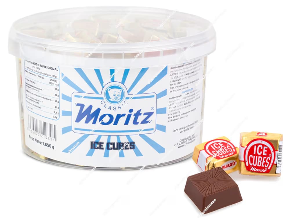 Tarro de Moritz Ice Cubes Choco 150 uds en Dulcealmacen
