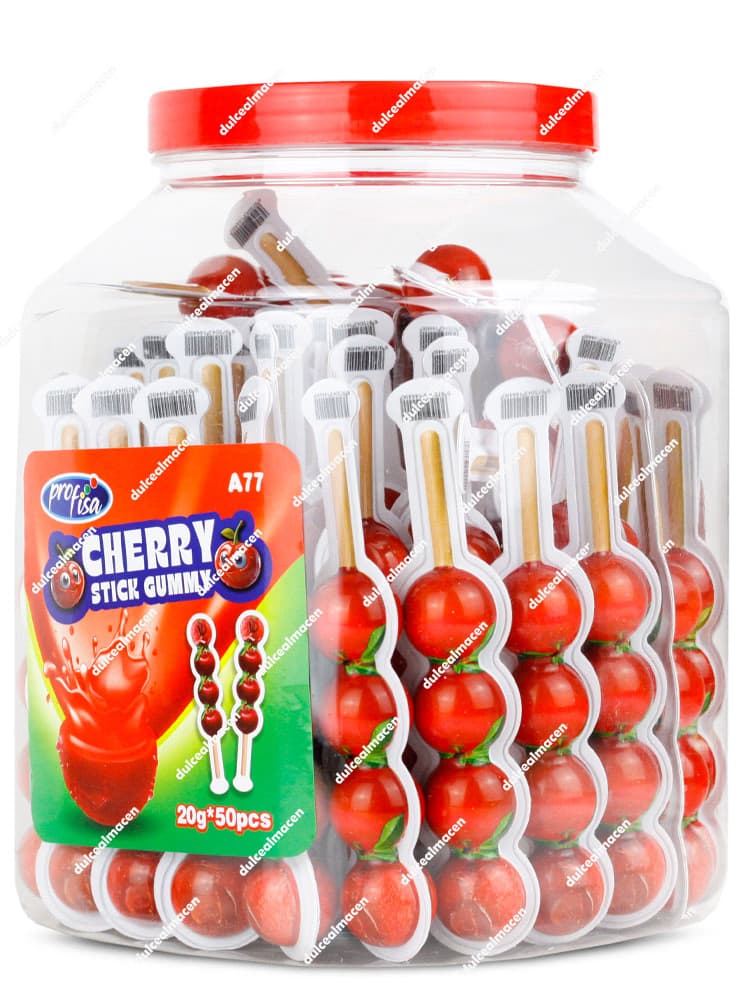 Profisa Cherry Stick Gummy 50 uds: Barras de Goma Cereza